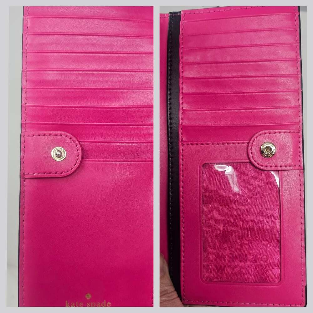 Kate Spade Stacy Large Slim Bifold wallet Black Pink Newbury Lane Leather NIB - Picture 11 of 11